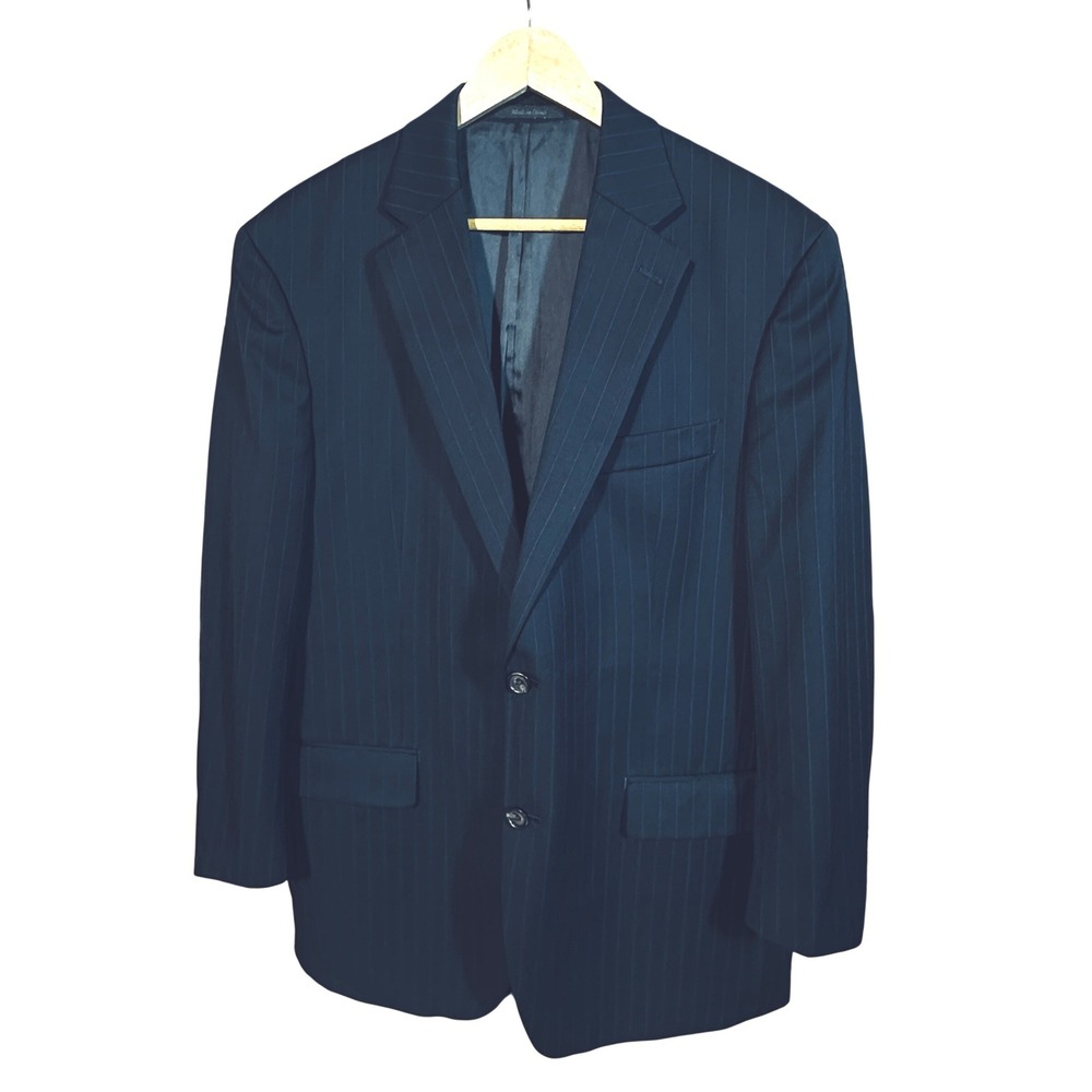 Lauren Ralph Lauren Blazer Mens 42R Navy Pinstripe 95% Wool‎ Two Button Jacket
